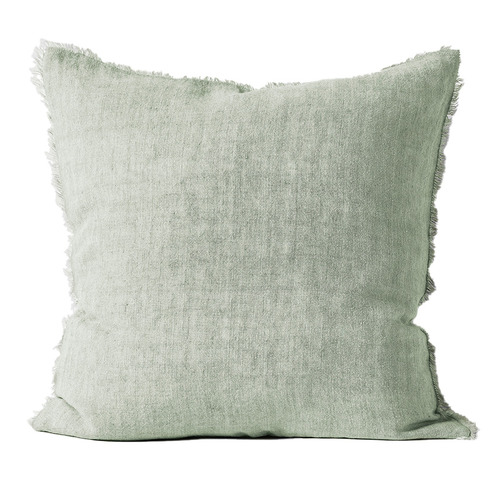 Aura By Tracie Ellis Fringed Vintage Wash Square Linen Cushion